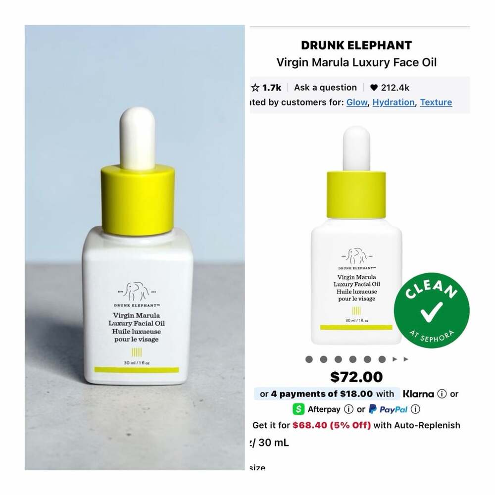 Drunk Elephant Virgin Marula Facial Oil 30 ml. MSRP $72.